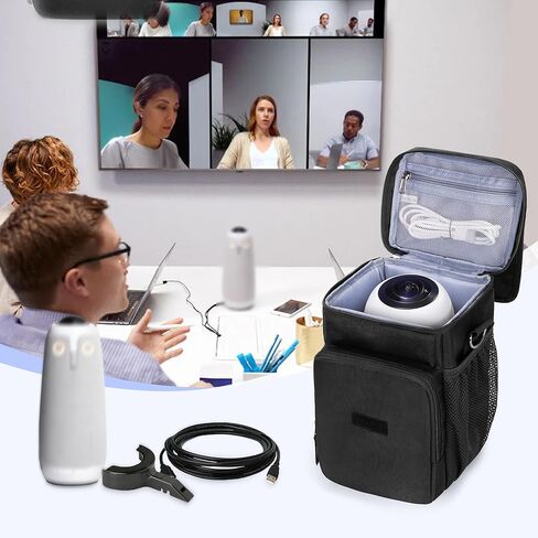 حمل حالة متوافقة مع Owl Labs Meeting Owl 3 ، 4 ، Pro ، أصلي ، كيس تخزين سفر الكاميرا مع جيوب متعددة للملحقات ، مع حزام الكتف ورغوة امتصاص الصدمات والأسود in Saudi Arabia