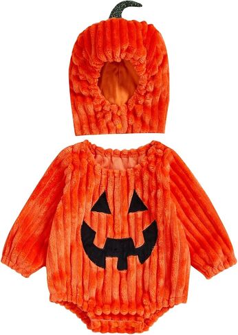 My First Halloween Baby Boy Girl Outfit, Pumpkin Romper Long Sleeve Sweatshirt Onesie with Hat Halloween Clothes in Saudi Arabia