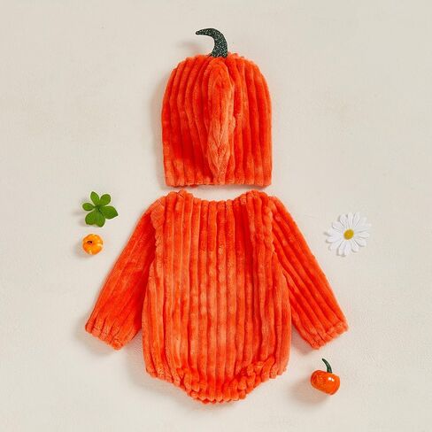 My First Halloween Baby Boy Girl Outfit, Pumpkin Romper Long Sleeve Sweatshirt Onesie with Hat Halloween Clothes in Saudi Arabia