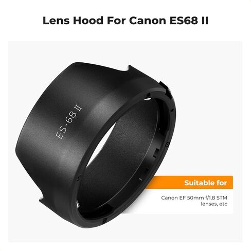K&F Concept 49mm Lens Cap Cover + Lens Hood for Canon EF 50mm f/1.8 STM Replacement of Canon ES-68 II Hood in Saudi Arabia