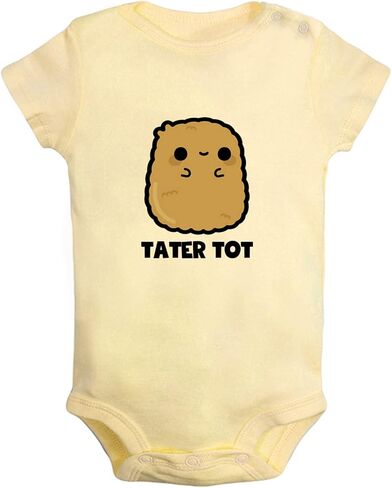 iDzn Babies Unisex Tater Tot Funny Rompers Newborn Bodysuits Infant Jumpsuits 0-24 Months Kids Cotton Graphic Outfits in Saudi Arabia
