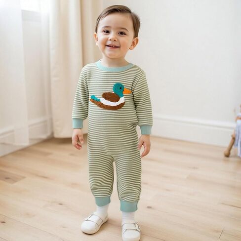 Giraropa Newborn Baby Boy Long Sleeve Romper Bodysuits Coming Home Outfit Duck Jumpsuit Cute Infant Fall Winter Clothes in Kuwait