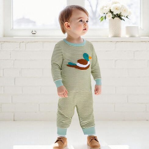Giraropa Newborn Baby Boy Long Sleeve Romper Bodysuits Coming Home Outfit Duck Jumpsuit Cute Infant Fall Winter Clothes in Kuwait