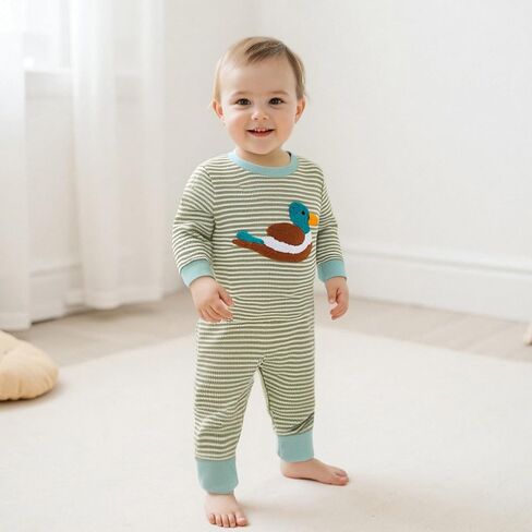 Giraropa Newborn Baby Boy Long Sleeve Romper Bodysuits Coming Home Outfit Duck Jumpsuit Cute Infant Fall Winter Clothes in Kuwait