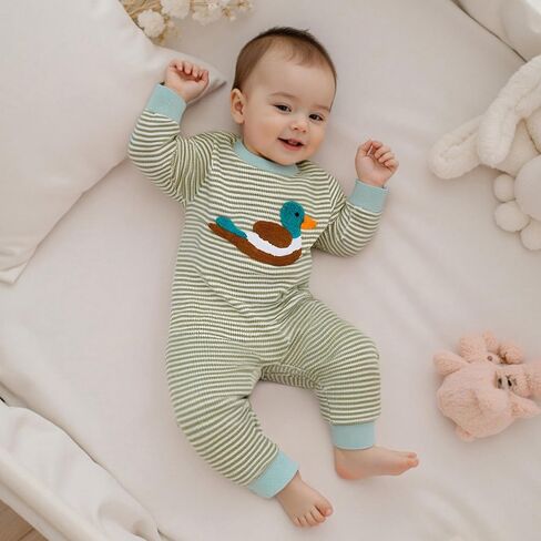 Giraropa Newborn Baby Boy Long Sleeve Romper Bodysuits Coming Home Outfit Duck Jumpsuit Cute Infant Fall Winter Clothes in Kuwait