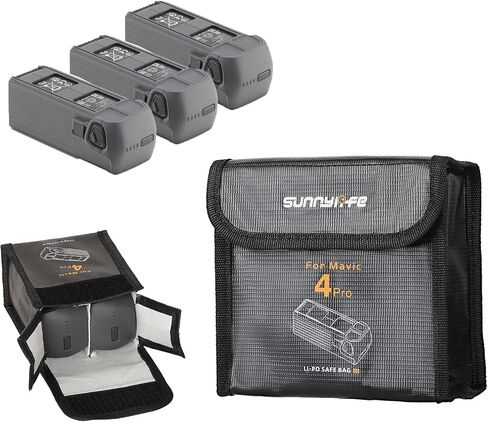 Fireproof Battery Safe Bag for DJI Mavic 4 Pro Accessories, Drone Mavic 4 Pro Battery Storage Guard Safe Pouch for Charge and Storage (For 3 batteries) in Saudi Arabia