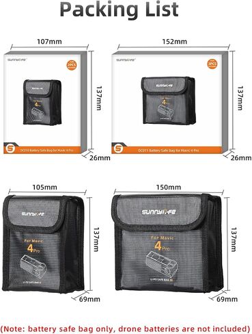 Fireproof Battery Safe Bag for DJI Mavic 4 Pro Accessories, Drone Mavic 4 Pro Battery Storage Guard Safe Pouch for Charge and Storage (For 3 batteries) in Saudi Arabia