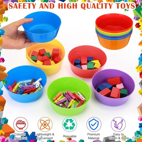 24 Pcs Sorting Bowls and Tweezers for Preschool 6 Colors Counting and Sorting Toy Early Math and Fine Motor Skills Stem Sets Gift in Saudi Arabia