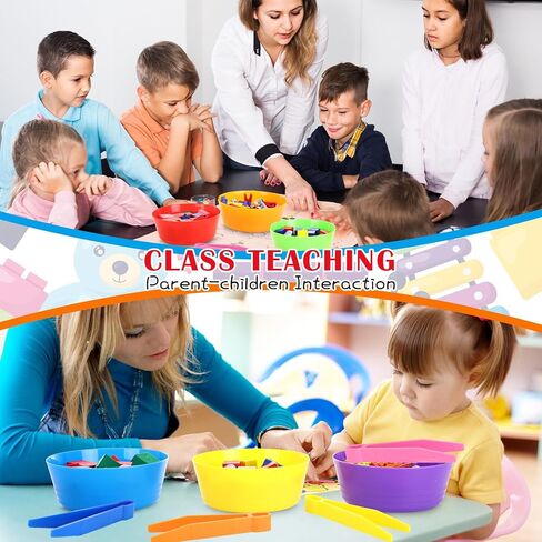 24 Pcs Sorting Bowls and Tweezers for Preschool 6 Colors Counting and Sorting Toy Early Math and Fine Motor Skills Stem Sets Gift in Saudi Arabia
