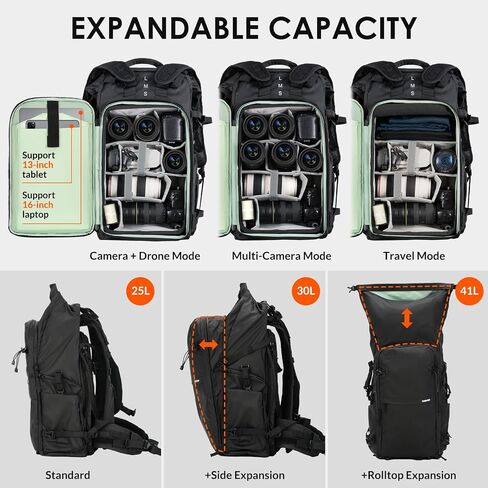 TARION Professional Camera Backpack for Photographers Medium 15L PBL | Quick Top Side Access, 15.6" Laptop Compartment, Tripod Holder, Waterproof Raincover, for Outdoor Hiking Travel in Saudi Arabia