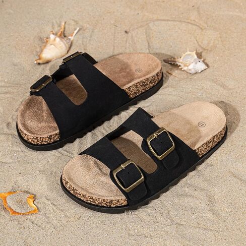 Women Slide Sandals with Double Buckle Comfortable Orthopedic Footbed Arch Support Flip Flops Summer Slippers in Saudi Arabia