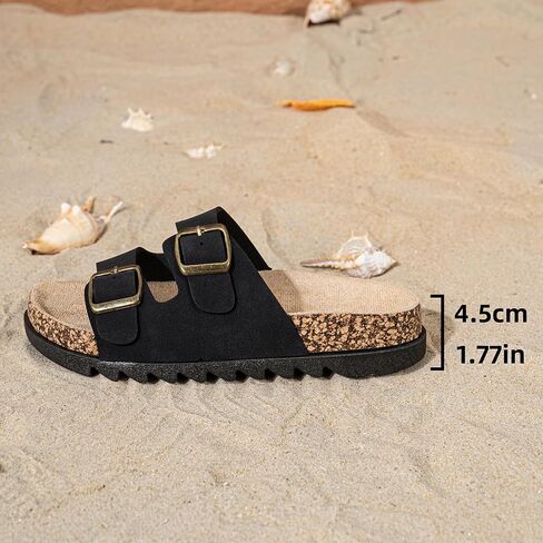 Women Slide Sandals with Double Buckle Comfortable Orthopedic Footbed Arch Support Flip Flops Summer Slippers in Saudi Arabia