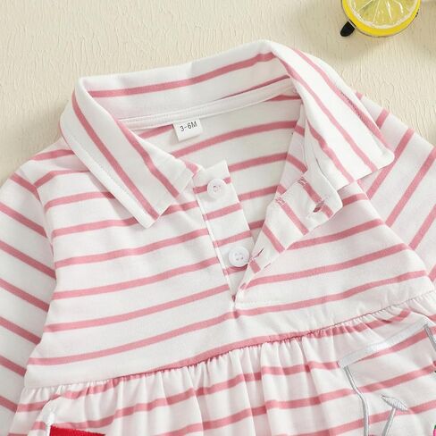 Newborn Baby Girl Golf Outfit Golf Onesie Romper Polo Dress Long Seeve Striped Bodysuit Infant Fall Clothes in Saudi Arabia
