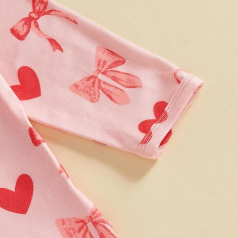 Valentines Baby Girl Outfit Long Sleeve Heart Print Romper Bodysuit Jumpsuit with Headband Newborn Clothes in Kuwait