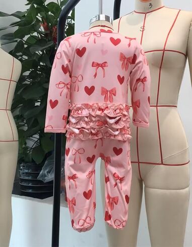 Valentines Baby Girl Outfit Long Sleeve Heart Print Romper Bodysuit Jumpsuit with Headband Newborn Clothes in Kuwait