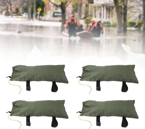 Flood Water Barrier Sand Bags Thickened Heavy Duty Quick Flood Prevention Sandbags for Home Protection 600D Oxford Cloth Canvas Green 4pcs 70x30cm (Zipper Closure) in Saudi Arabia