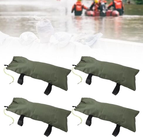 Flood Water Barrier Sand Bags Thickened Heavy Duty Quick Flood Prevention Sandbags for Home Protection 600D Oxford Cloth Canvas Green 4pcs 70x30cm (Zipper Closure) in Saudi Arabia