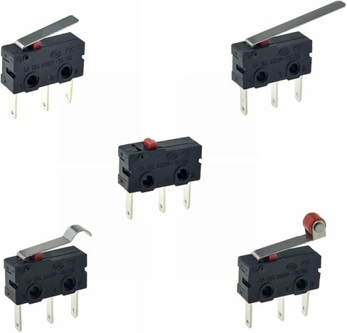 5Pcs Limit Switch NO NC 3 Pins PCB Terminals SPDT 5A 125V 250V 29mm Roller Arc Lever Snap Action Push Microswitches(PCB Without Lever) in Saudi Arabia