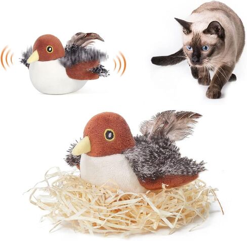 Potaroma Cat Toys Rechargeable Flapping Duck 4" with SilverVine Catnip, Lifelike Quack Chirping, Beating Wings Kicker Touch Activated Kitten Plush Interactive Exercise Toys in Kuwait