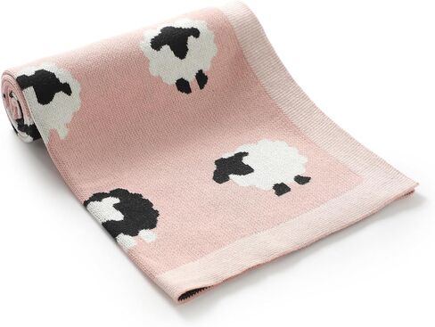 Neiwech Baby Swaddle Blanket Boy Girl Cotton Knit Soft Cozy Lightweight Receiving Crib Stroller Nursery Blankets for Newborn Infants Toddlers Pink in Kuwait