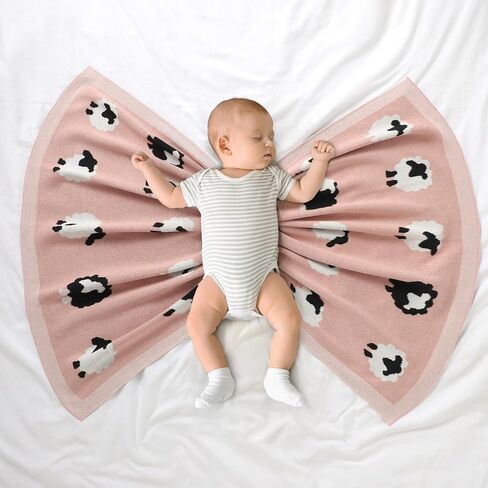 Neiwech Baby Swaddle Blanket Boy Girl Cotton Knit Soft Cozy Lightweight Receiving Crib Stroller Nursery Blankets for Newborn Infants Toddlers Pink in Kuwait