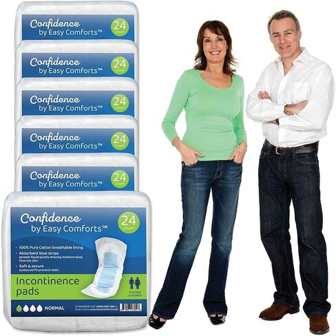 Confidence Incontinence Pads for Seniors, Super Absorbency for Day or Overnight Use, Safe for Sensitive Skin, Cotton Liner, Protects from Incontinence & Bladder Leaks, Case 180 Count by Easy Comforts in Kuwait