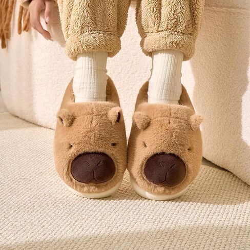 النعال الحيوانية للنساء ، شبشب منزل لطيف للبالغين مع سمكة أسماك القرش الكابيبارا ، أحذية المنزل الشتوية الشتوية مع رغوة الذاكرة ، شرائح غرفة نوم غامضة ، دافئة ناعمة PVC SOLE in Kuwait