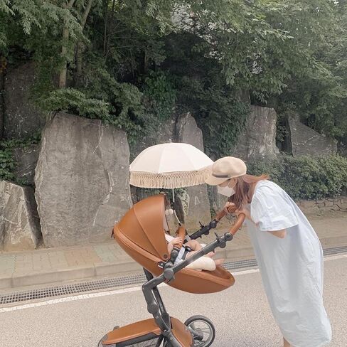 Baby Outdoor Parasol 68 x 50cm Pram Parasol with Tassel, Sun-Proof Outdoor Beach Umbrella for Trolley Bike Wheelchair in Saudi Arabia
