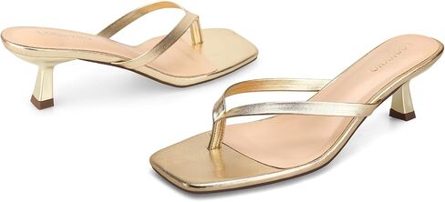 Kitten Heel Thong Flip Flops for Women, 2.5in Square Open Toe Sandals | Comfy kitten heel, cushioned footbed, non-slip sole; great for casual formal wear, dates, weddings, parties and summer trips in Saudi Arabia