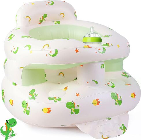 Upgraded Inflatable Baby Seat with Safety Guardrails, Thicker Sit Me Up Floor Seat for Baby Chair Sit Me Up, Blow Up Baby Chair Learning to Sit Built in Air Pump Infant Floor Chair for Babies 3-36 mth in Saudi Arabia