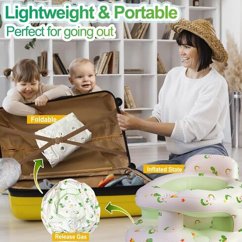 Upgraded Inflatable Baby Seat with Safety Guardrails, Thicker Sit Me Up Floor Seat for Baby Chair Sit Me Up, Blow Up Baby Chair Learning to Sit Built in Air Pump Infant Floor Chair for Babies 3-36 mth in Saudi Arabia