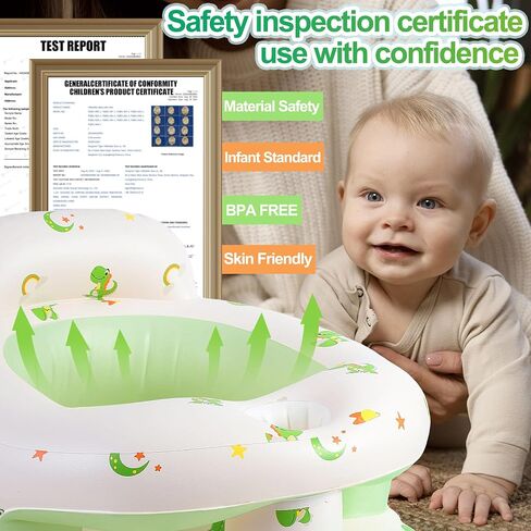 Upgraded Inflatable Baby Seat with Safety Guardrails, Thicker Sit Me Up Floor Seat for Baby Chair Sit Me Up, Blow Up Baby Chair Learning to Sit Built in Air Pump Infant Floor Chair for Babies 3-36 mth in Saudi Arabia