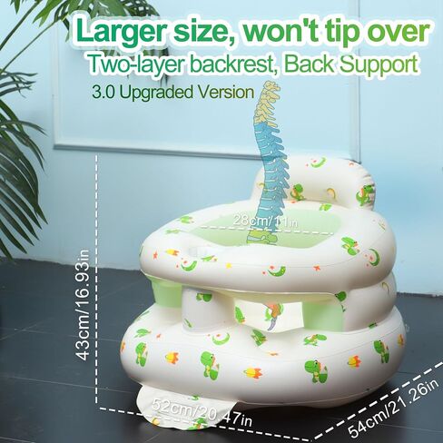 Upgraded Inflatable Baby Seat with Safety Guardrails, Thicker Sit Me Up Floor Seat for Baby Chair Sit Me Up, Blow Up Baby Chair Learning to Sit Built in Air Pump Infant Floor Chair for Babies 3-36 mth in Saudi Arabia