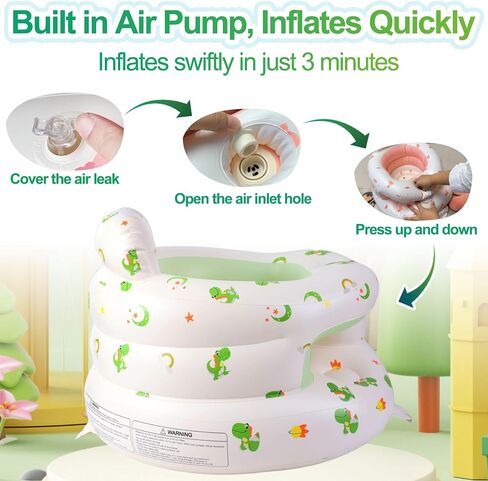 Upgraded Inflatable Baby Seat with Safety Guardrails, Thicker Sit Me Up Floor Seat for Baby Chair Sit Me Up, Blow Up Baby Chair Learning to Sit Built in Air Pump Infant Floor Chair for Babies 3-36 mth in Saudi Arabia