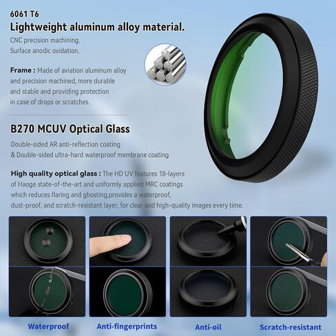 Haoge MC UV Camera Lens Protection Filter for Fujifilm GFX100RF Camera Accessory Lens Bayonet Protector Ring Silver LUV-GFXRFS-Multi Waterproof Nano Coated HD Optical Glass in Saudi Arabia
