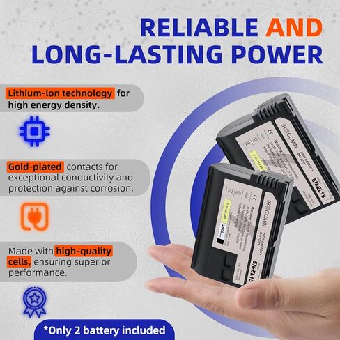 2 pack 2800mAh EN-EL15 EN-EL15C بديل بديل عالي السعة متوافقة مع Nikon D810 D7500 D7100 Z6II D750 D850A D800 D7200 D500 D610 D600 Z7 Z8 Cameras in Saudi Arabia