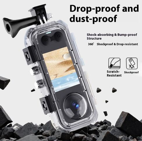 Waterproof case for Insta360 X4，Invisible Diving case Waterproof Depth 60M Underwater Photography Pressure-Resistant Drop-Proof Includes 1/4 Thread Adapter and Anti-Fog Insert in Saudi Arabia