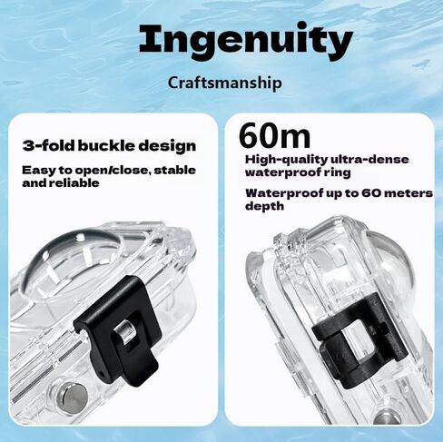 Waterproof case for Insta360 X4，Invisible Diving case Waterproof Depth 60M Underwater Photography Pressure-Resistant Drop-Proof Includes 1/4 Thread Adapter and Anti-Fog Insert in Saudi Arabia