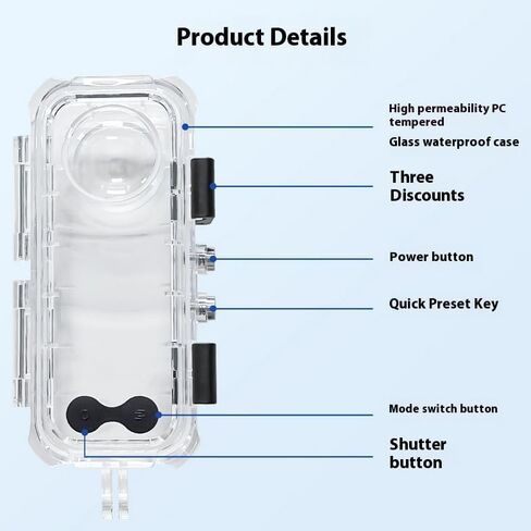 Waterproof case for Insta360 X4，Invisible Diving case Waterproof Depth 60M Underwater Photography Pressure-Resistant Drop-Proof Includes 1/4 Thread Adapter and Anti-Fog Insert in Saudi Arabia