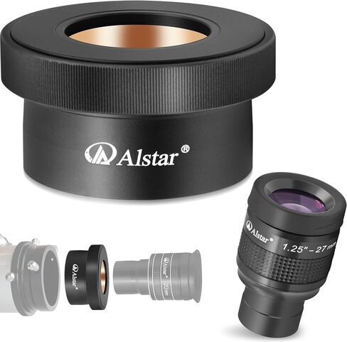 alstar 1.25 بوصة حقل مسطح 27 مم للتلسكوب العدسة - حزمة مع - 2 بوصة إلى 1.25 بوصة محول قفل تويست in Saudi Arabia