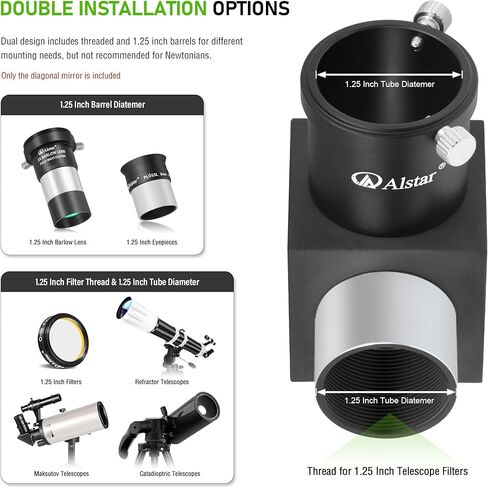 Alstar 1.25 inch 6mm 66-Degree Telescope Eyepiece - Bundle with - 1.25 inch 90 Degree Diagonal Mirror in Saudi Arabia