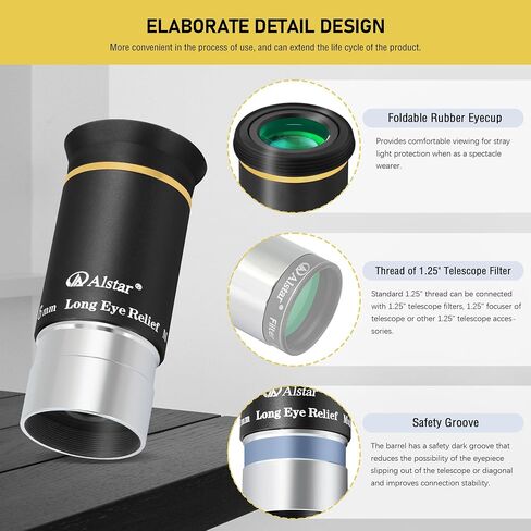 Alstar 1.25 inch 6mm 66-Degree Telescope Eyepiece - Bundle with - 1.25 inch 90 Degree Diagonal Mirror in Saudi Arabia