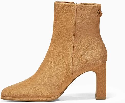 حذاء Coutgo نسائي بمقدمة مربعة للكاحل بكعب مكتنز وسحاب جانبي حذاء شتوي من الجلد السويدي الصناعي in Kuwait