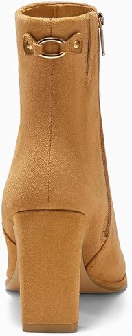 حذاء Coutgo نسائي بمقدمة مربعة للكاحل بكعب مكتنز وسحاب جانبي حذاء شتوي من الجلد السويدي الصناعي in Kuwait