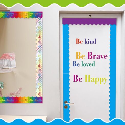 240 Pcs 236ft Holiday Bulletin Board Borders Colorful Rainbow Scalloped Border Trim Bulk Bulletin Decor for Classroom Back to School Decor(Cute) in Kuwait