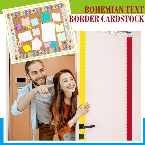 240 Pcs 236ft Holiday Bulletin Board Borders Colorful Rainbow Scalloped Border Trim Bulk Bulletin Decor for Classroom Back to School Decor(Cute) in Kuwait