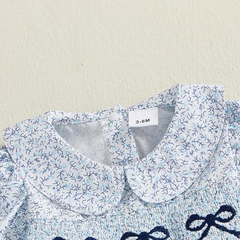 Newborn Baby Girl Clothes Floral Smocked Bubble Romper Dress Little Girl Bow Skirted Bodysuit Fall Winter in Kuwait