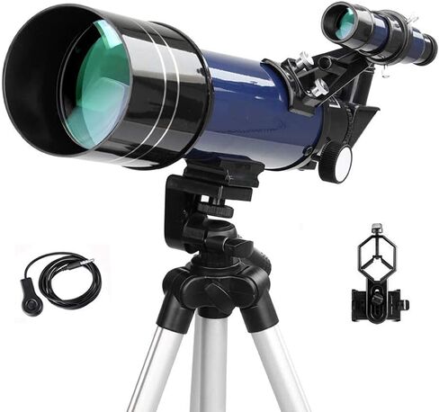 Telescope for Kids Adults Beginners 70mm Aperture 400mm BAK4 Prism FMC Lens Astronomical Refractor Telescope for Astronomy with Smartphone Mount and Tripod and Camera Wire Controller in Kuwait