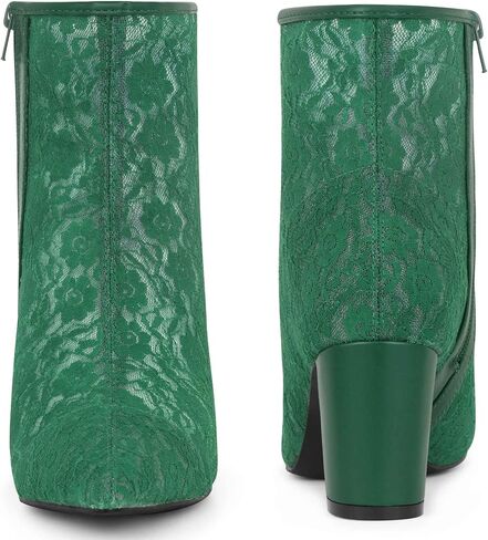 Perphy Pointed Toe Block Heels Floral Lace Ankle Boots for Women in Saudi Arabia
