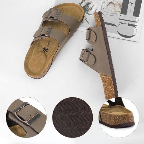 HOMETRUE Womens Sandals Cork Footed Flat Womens Slides Sandals Adjustable Buckle Straps Durable Sandal for Women in Saudi Arabia